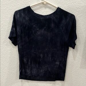 American Eagle Outfitters Blue Cuffed Sleeve Crop Fitted Tee